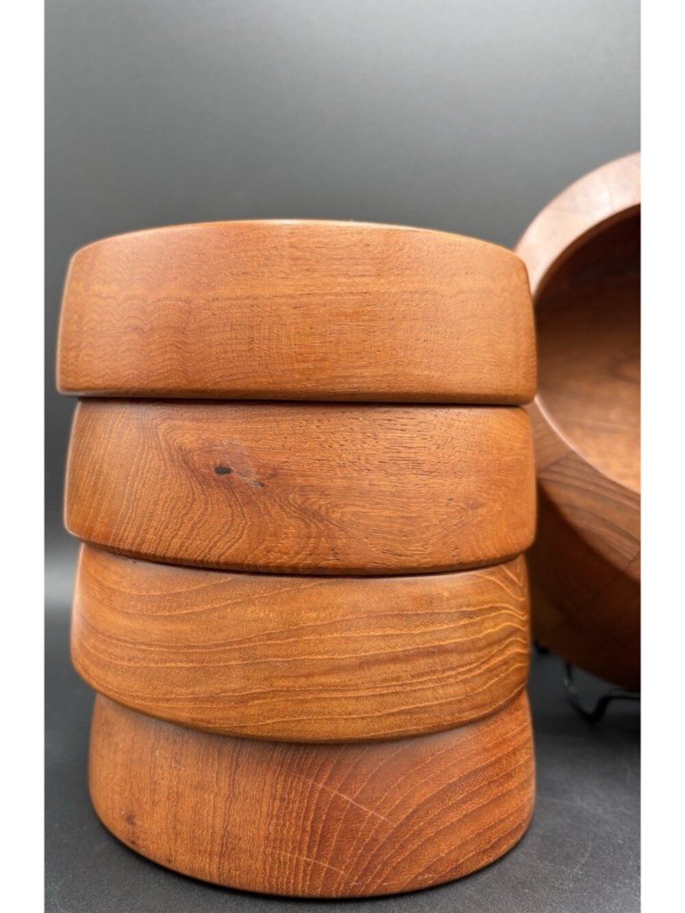 Vtg Dansk Teak Wood Salad Bowls Serving Set of 9 Mid Century Modern Danish EUC - Picture 8 of 16